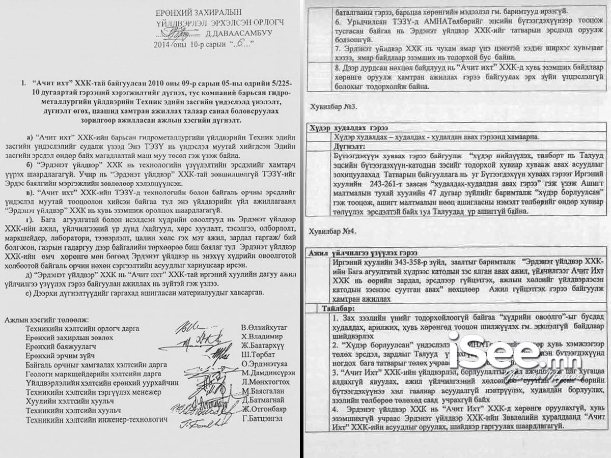 &ldquo;Эрдэнэт үйлдвэр&rdquo;-ийн хэлтсүүд &ldquo;Ачит ихт&rdquo;-ийн төсөл &ldquo;эрсдэлтэй&rdquo; гэсэн үзсэн тул ажлын хэсэг &ldquo;ажил үйлчилгээ үзүүлэх гэрээ&rdquo; байгуулан ажиллах нь зүйтэй гэж дүгнэжээ