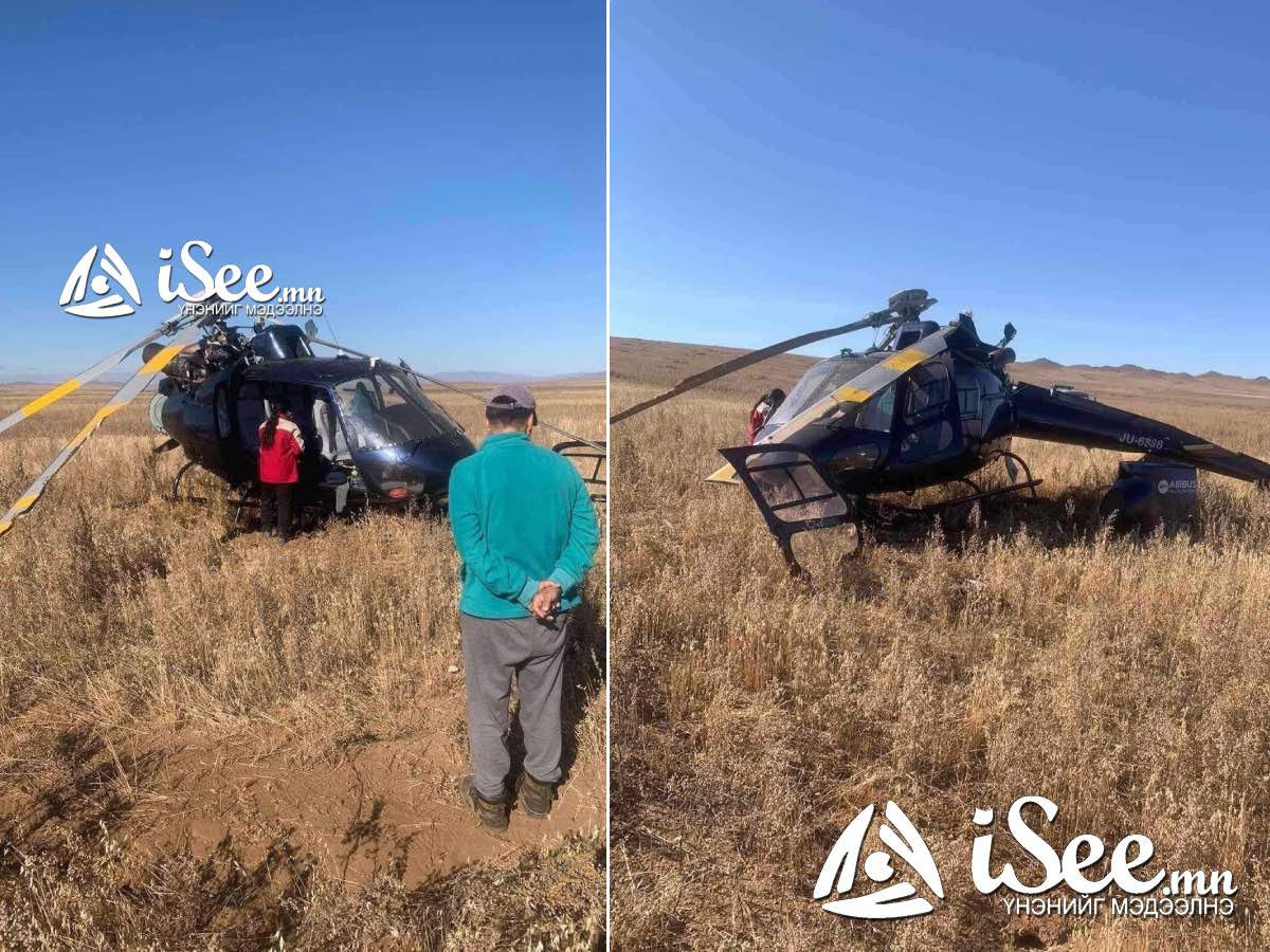 "Монголиан Эйрвэйс" ХХК-ийн нисдэг тэргэний сэнс гацсаны улмаас Төв аймгийн Аргалант суманд ослын буулт хийжээ