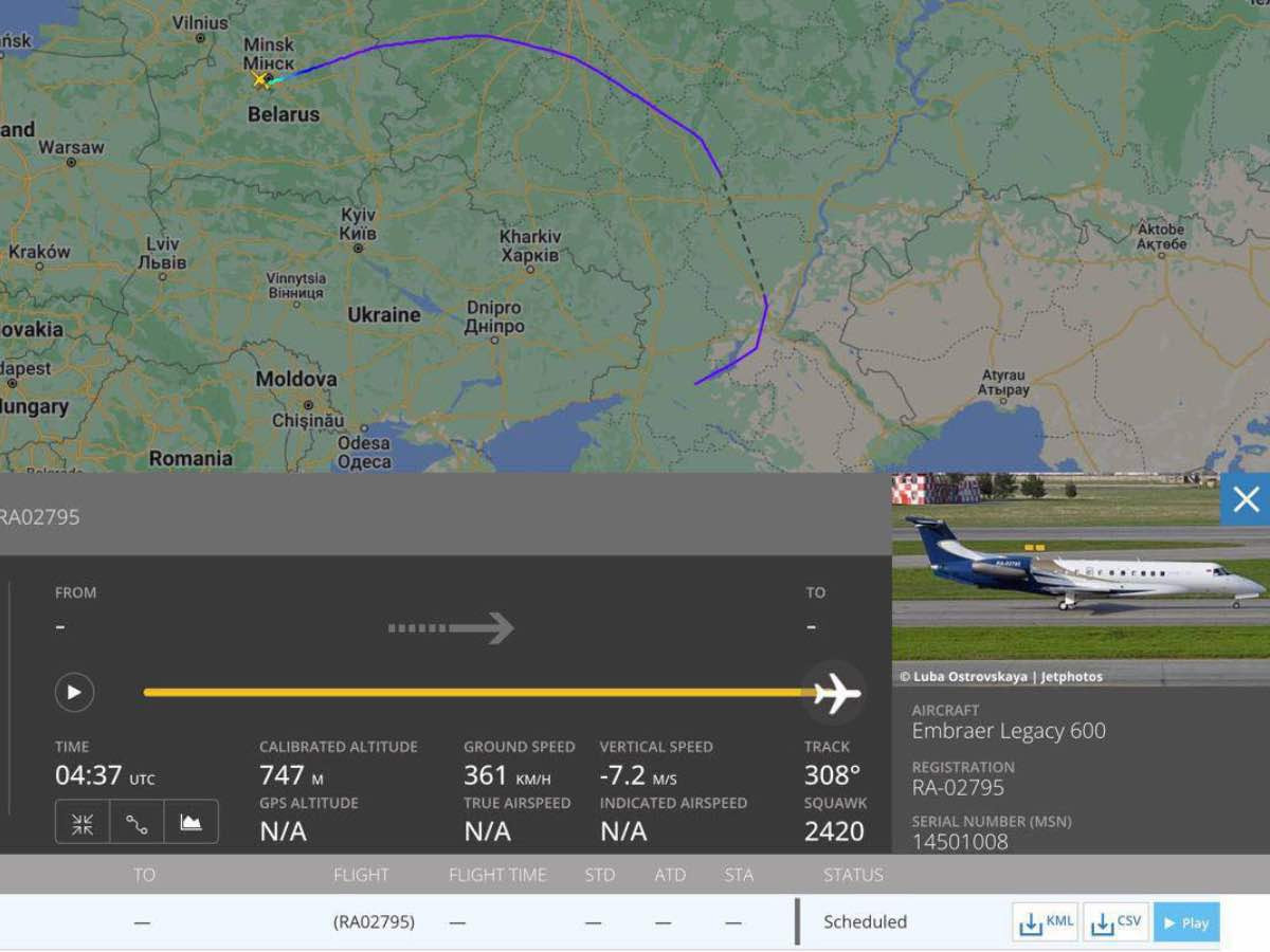 Е.Пригожины байршил тодорхойгүй байгаа ба Вагнерын тийрэлтэт хөдөлгүүртэй хувийн хоёр онгоц Минскийн ойролцоо өнөөдөр газарджээ