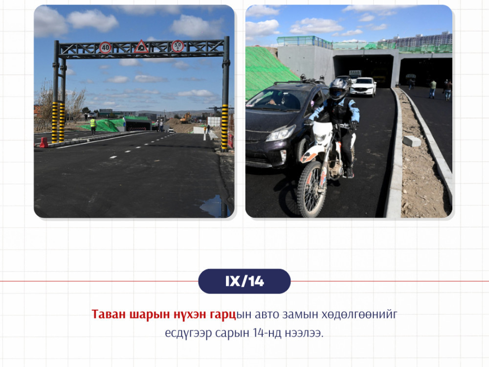 2024 онд Таван шарын нүхэн гарцыг ашиглалтад хүлээлгэн өглөө