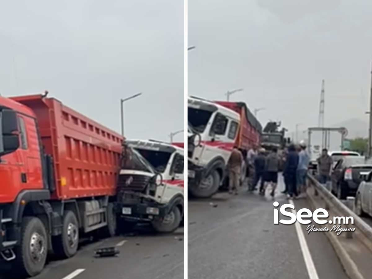 ВИДЕО: Их тэнгэрийн ам ойролцоо уулын замд том оврын ачааны автомашин мөргөлдсөний улмаас замын хөдөлгөөнд ачаалал үүсжээ
